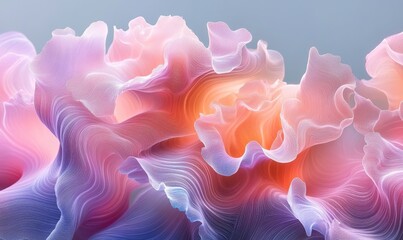 Wall Mural - pastel waves shift into surreal, radiant glowing forms., Generative AI