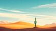 © Thiago - Single saguaro cactus is standing on a sand dune in a vast desert landscape. sand dunes. illustration. Dune. Illustration