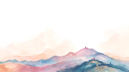 Sermon on the Mount. Digital watercolor illustration. cover poster copy space cute soft watercolor painting on white background