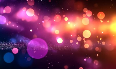 Wall Mural - A vibrant abstract background with colorful bokeh effects and sparkling particles.
