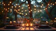 © Stepan - Romantic outdoor dinner with candlelight and string lights in a garden setting