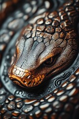 Wall Mural - A close-up view of a lizard's head on a surface, perfect for illustrations or designs