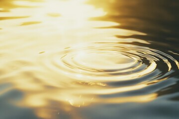 Wall Mural - A ripple forms on the surface of the water as the sun shines in the background, creating a serene atmosphere