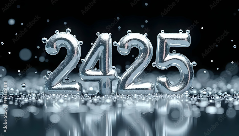 Silver Number Balloons 2425 Sparkling Water Droplets Anniversary ...