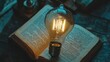 © MayIndarwati - Illuminating Ideas: A Glowing Lightbulb Resting on an Open Book