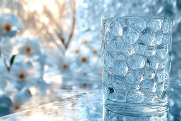 Poster - A clear glass of water sits on a table, ready for use