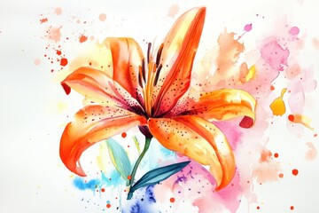 Wall Mural - A beautiful watercolor flower on a clean white background