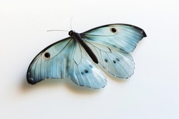 Poster - A close-up shot of a colorful butterfly perched on a white surface