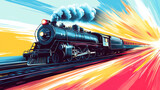 "Train in Motion Clipart - Dynamic Train Illustration"