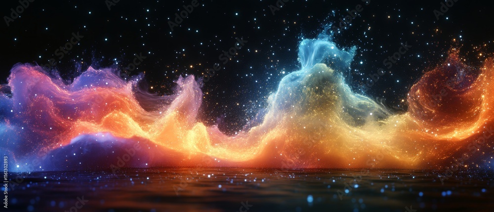 dust particles ripple into glowing surreal galactic visuals ...