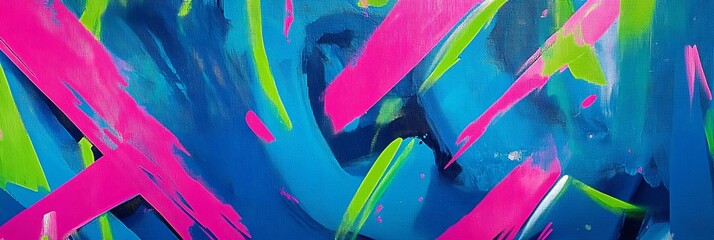 Wall Mural - neon blue, pink, green concept