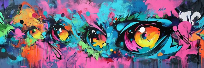 Wall Mural - neon blue, pink, green concept