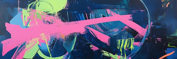 Wall Mural - neon blue, pink, green concept