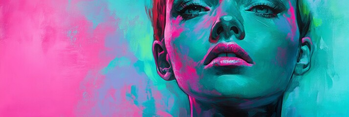 Wall Mural - neon blue, pink, green concept