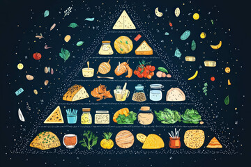 Sticker - Food Pyramid Vector Illustration