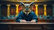 © JuliaM - Surreal Judge with Owl's Head in Courtroom