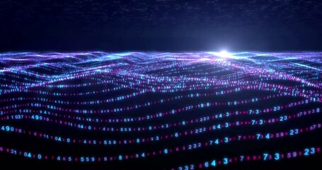 Digital waves concept seamless looped animation. Abstract background of cyberspace technology and cyber security.
