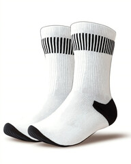 A pair of women’s running socks in doodle art style, isolated on solid white background.