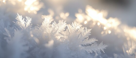 Canvas Print - Delicate ice crystals glistening in sunlight. AI.