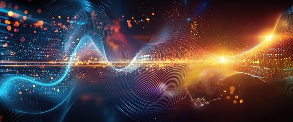 Wall Mural - abstract glowing wave energy flow.