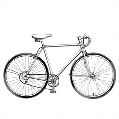 Wall Mural - A sleek, hand-drawn black and white bicycle illustration, showcasing the elegant lines and structure of a classic bike.