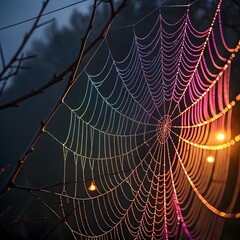 spider web with dew