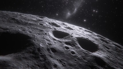 Wall Mural - ethereal moonscape, barren craters lit by a swirling nebula, hyperdetailed lunar surface
