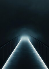 Sticker - a dark hallway with a bridge in the middle