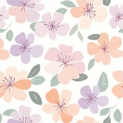Leinwandbilder - Floral pattern featuring delicate pastel flowers on a soft background suitable for various design projects. Generative AI