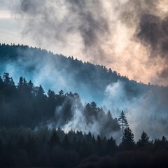 Wall Mural - clouds over mountains