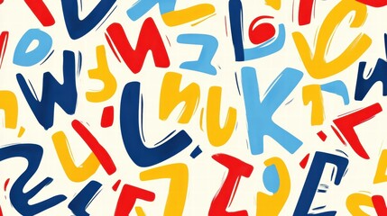 Leinwandbilder - Playful and vibrant pattern of stylized alphabet letters in various bright colors and artistic designs. Generative AI