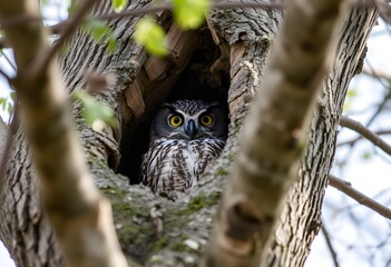 Wall Mural - An Eagle Owl in a tree