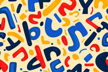 Aufkleber - Colorful pattern of playful alphabet shapes creates a lively design filled with vibrant hues and dynamic forms. Generative AI