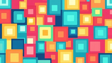 Aufkleber - Vibrant pixel art inspired seamless pattern with colorful squares on bold background. Generative AI
