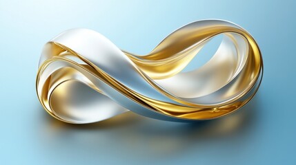 Abstract gold and silver infinity symbol, 3D render.