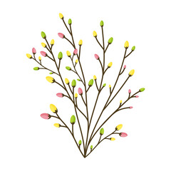 spring branch with swollen buds isolated on transparent background flat vector