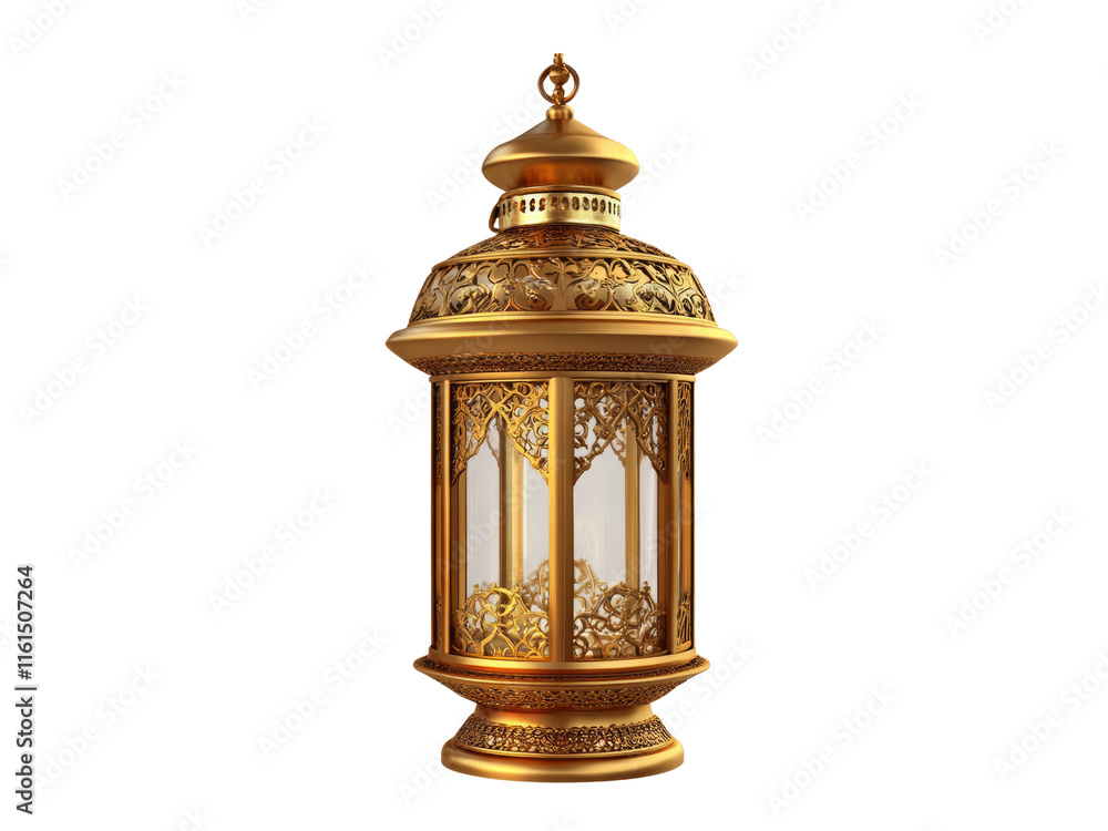Gold metallic gold ramadan lantern isolated on transparent background ...