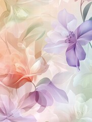 Aufkleber - Floral pattern featuring delicate flowers in soft pastel shades against a subtle background. Generative AI