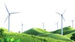 © LU - Wind turbines and grassy mountain flora. Natural energy concept