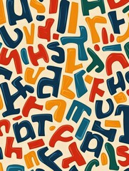 Aufkleber - Playful and vibrant pattern of stylized alphabet characters on a light background showcasing creativity and design. Generative AI