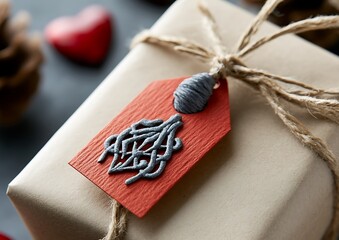 A beautifully wrapped gift with a decorative tag.