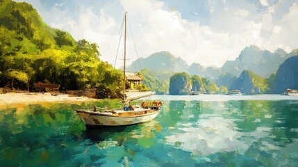 Wall Mural - Peaceful Bay of Boats