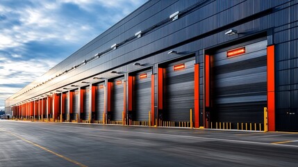 Leinwandbilder - Expansive Warehouse Facility with Sleek Loading Docks and Vibrant Design : Generative AI
