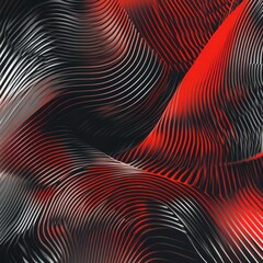 Sticker - Abstract red and black wavy lines.