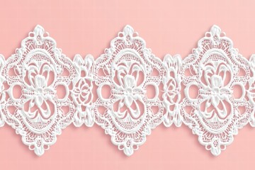 Leinwandbilder - Elegant lace inspired seamless pattern on a soft pink background perfect for various design projects. Generative AI