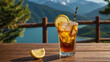 © Shinso_Hajime - Iced Lemon Tea with Mountain View Background