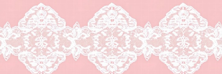 Poster - Intricate lace inspired seamless pattern on a soft pastel pink background suitable for various design projects. Generative AI