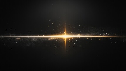 Aufkleber - Narrow beam of light piercing through profound darkness with sparkling particles surrounding the luminous glow. Generative AI