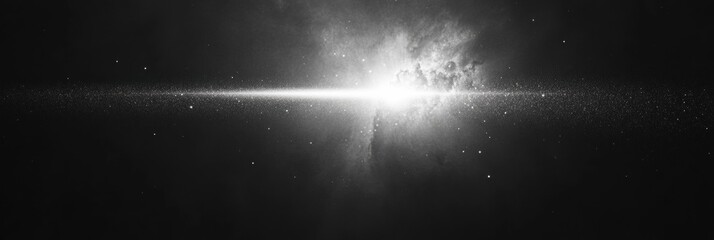 Aufkleber - Narrow beam of light piercing deep darkness in a vast, mysterious space. Generative AI