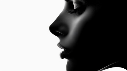 Wall Mural - Stunning profile portrait of a young woman, capturing her beauty and grace in a minimalist style.